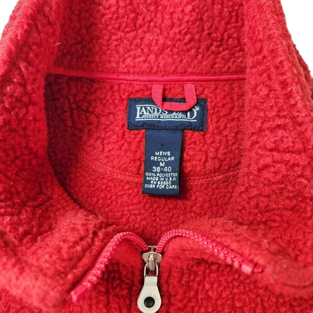 Land's End Men's Vintage Sherpa Fleece Polartec Vest Red Medium 90s Classic